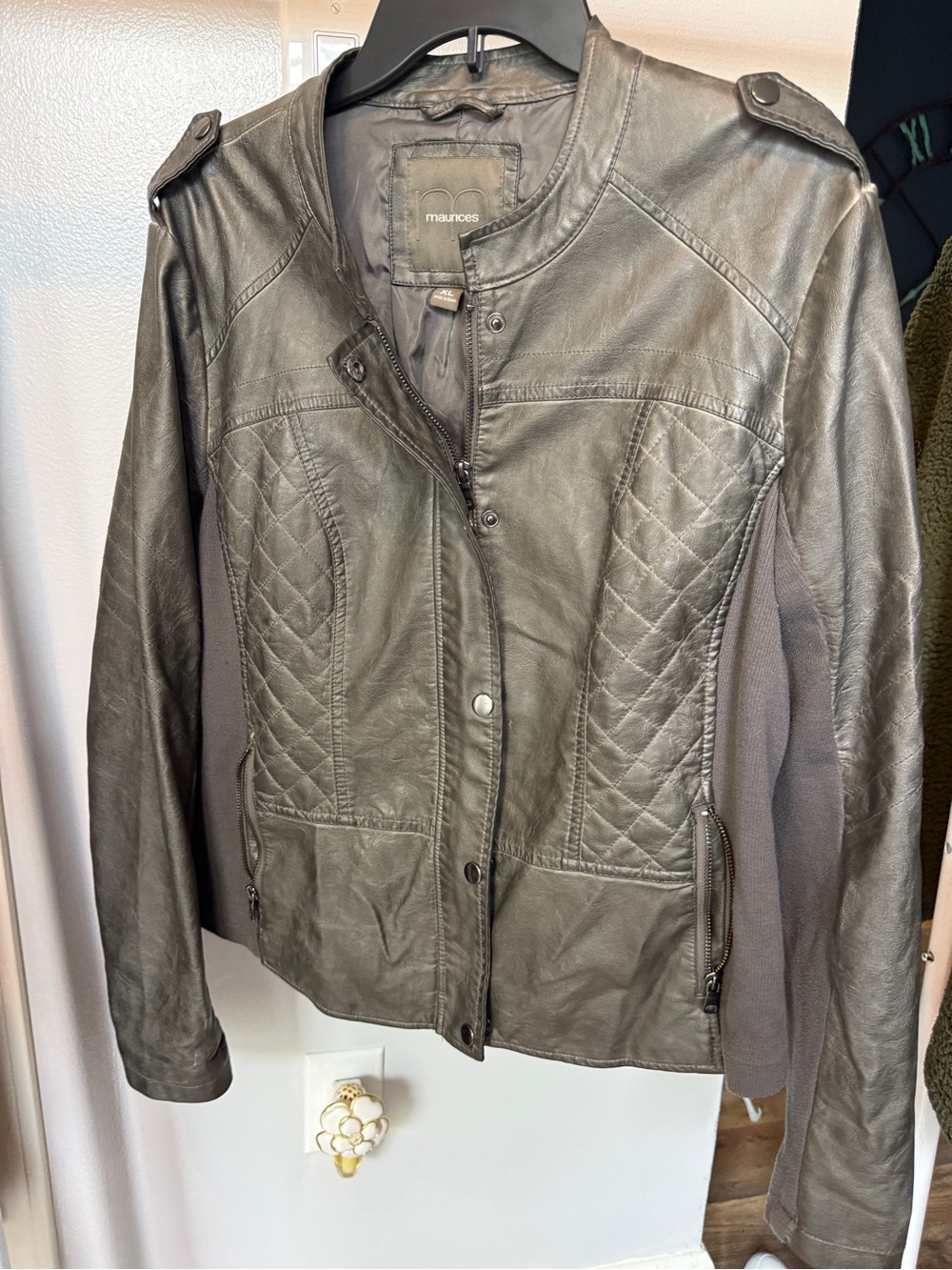 Maurices Women's Gray  Faux Leather Jacket
